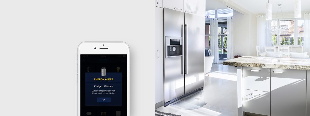 Fibaro Plug Infographic Showing Mobile Display Energy Warning & Fridge: Canada